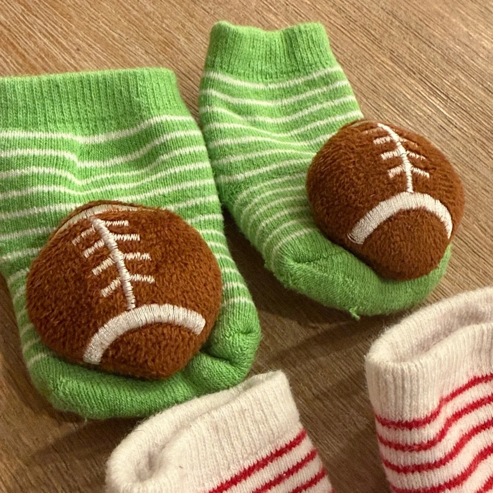 Baby Rattle Sports-Themed Socks Set - Green, Red, Blue Sport Baby Infant - Picture 4 of 5